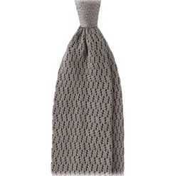 Viola Milano - Knitted Zig Zag Pattern Silk Tie - Light Grey - Handmade in Italy - Luxury Exclusive Collection - Avvenice