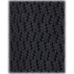 Viola Milano - Knitted Zig Zag Pattern Silk Tie - Midnight Navy - Handmade in Italy - Luxury Exclusive Collection - Avvenice