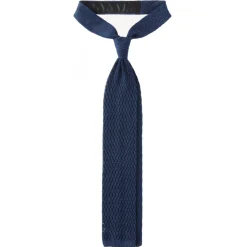 Viola Milano - Knitted Zig Zag Pattern Silk Tie - Blue - Handmade in Italy - Luxury Exclusive Collection - Avvenice