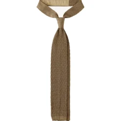 Viola Milano - Knitted Zig Zag Pattern Silk Tie - Taupe - Handmade in Italy - Luxury Exclusive Collection - Avvenice