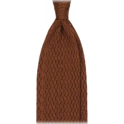 Viola Milano - Knitted Zig Zag Pattern Silk Tie - Light Brown - Handmade in Italy - Luxury Exclusive Collection - Avvenice