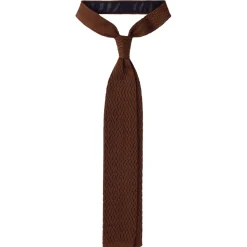 Viola Milano - Knitted Zig Zag Pattern Silk Tie - Light Brown - Handmade in Italy - Luxury Exclusive Collection - Avvenice