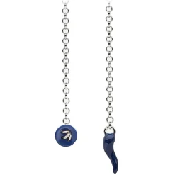 Viola Milano - Lapel Chain in 100% Sterling Silver - Button/Blue Chilli - Handmade in Italy - Luxury Exclusive Collection - Avvenice