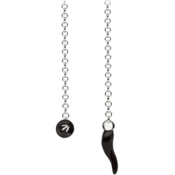 Viola Milano - Lapel Chain in 100% Sterling Silver - Button/Black Chilli - Handmade in Italy - Luxury Exclusive Collection - Avvenice