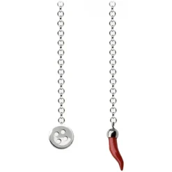 Viola Milano - Lapel Chain in 100% Sterling Silver - Button/Red Chilli - Handmade in Italy - Luxury Exclusive Collection - Avvenice