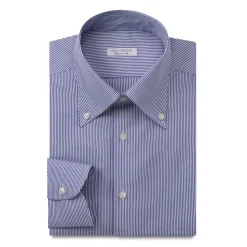 Viola Milano - Long Sleeve Shirt - Navy and White - Handmade in Italy - Luxury Exclusive Collection - Avvenice