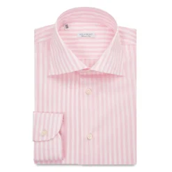 Viola Milano - Long Sleeve Shirt - Pink Stripe - Handmade in Italy - Luxury Exclusive Collection - Avvenice