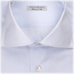 Viola Milano - Long Sleeve Shirt - Navy Stripe - Handmade in Italy - Luxury Exclusive Collection - Avvenice