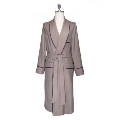 Viola Milano - Loro Piana Wool and Silk Dressing Gown - Beige Pattern - Handmade in Italy - Luxury Exclusive Collection - Avvenice