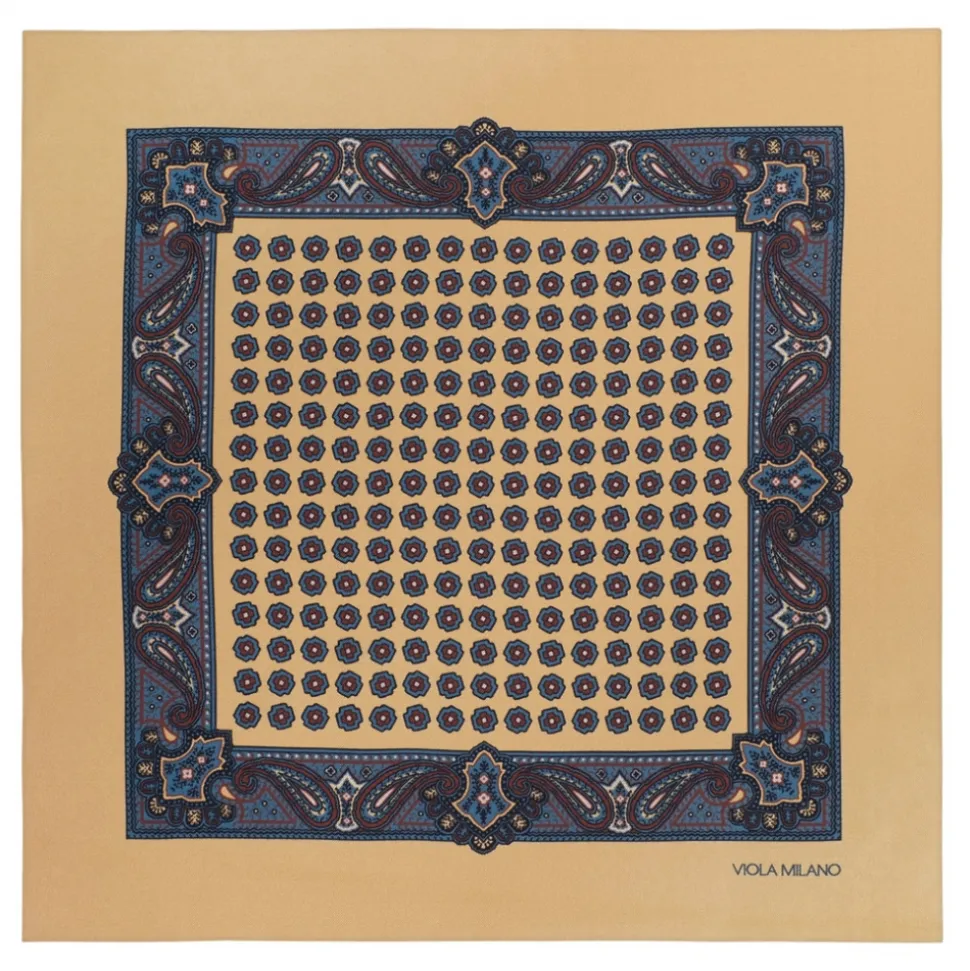 Viola Milano - Luxury Archive Printed Silk Pocket Square - Yellow Floral - Handmade in Italy - Luxury Exclusive Collection - Avvenice