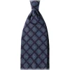 Viola Milano - Medallion Archive Vintage Handrolled Woven Silk Tie - Navy/Sea - Handmade in Italy - Luxury Exclusive Collection - Avvenice
