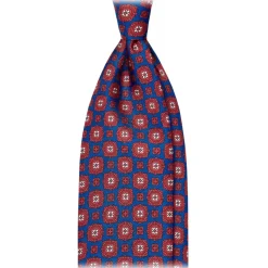 Viola Milano - Medallion Floral Selftipped Silk Tie - Blue - Handmade in Italy - Luxury Exclusive Collection - Avvenice