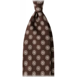 Viola Milano - Medallion 3-Fold Handrolled Woven Silk Tie - Brown Mix - Handmade in Italy - Luxury Exclusive Collection - Avvenice