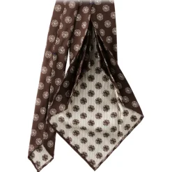 Viola Milano - Medallion 3-Fold Handrolled Woven Silk Tie - Brown Mix - Handmade in Italy - Luxury Exclusive Collection - Avvenice