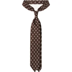 Viola Milano - Medallion 3-Fold Handrolled Woven Silk Tie - Brown Mix - Handmade in Italy - Luxury Exclusive Collection - Avvenice