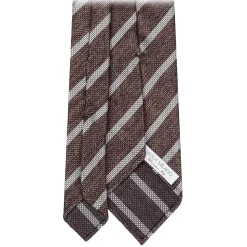 Viola Milano - Melange Stripe 3-Fold Grenadine Tie - Sand/White - Handmade in Italy - Luxury Exclusive Collection - Avvenice