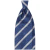 Viola Milano - Melange Stripe 3-Fold Grenadine Tie - Sea/White - Handmade in Italy - Luxury Exclusive Collection - Avvenice