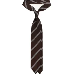 Viola Milano - Melange Stripe 3-fold Grenadine Tie - Brown/White - Handmade in Italy - Luxury Exclusive Collection - Avvenice