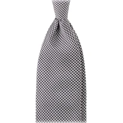 Viola Milano - Micro Cross Woven Silk Jacquard Tie - Black/White - Handmade in Italy - Luxury Exclusive Collection - Avvenice