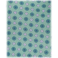 Viola Milano - Micro Floral Selftipped Italian Silk Tie - Menthol - Handmade in Italy - Luxury Exclusive Collection - Avvenice