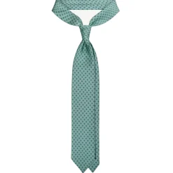 Viola Milano - Micro Floral Selftipped Italian Silk Tie - Menthol - Handmade in Italy - Luxury Exclusive Collection - Avvenice