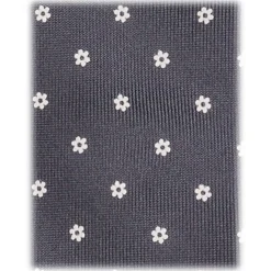Viola Milano - Micro Floral Selftipped Silk Tie - Grey - Handmade in Italy - Luxury Exclusive Collection - Avvenice