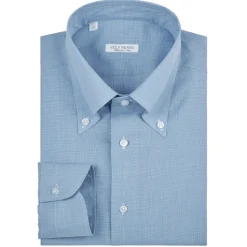 Viola Milano - Micro Pattern Voila Tela Button-Down Shirt - Light Blue - Handmade in Italy - Luxury Exclusive Collection - Avvenice