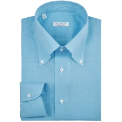 Viola Milano - Micro Pattern Voila Tela Button-Down Shirt - Turquoise - Handmade in Italy - Luxury Exclusive Collection - Avvenice