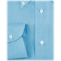 Viola Milano - Micro Pattern Voila Tela Button-Down Shirt - Turquoise - Handmade in Italy - Luxury Exclusive Collection - Avvenice