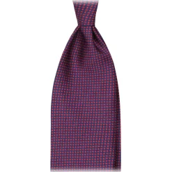 Viola Milano - Micro Pattern Selftipped Italian Silk Tie - Navy/Wine - Handmade in Italy - Luxury Exclusive Collection - Avvenice