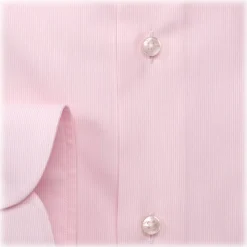 Viola Milano - Micro Stripe Collar Cutaway-Collar Shirt - Pink/White - Handmade in Italy - Luxury Exclusive Collection - Avvenice