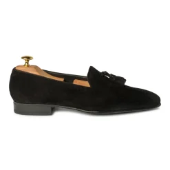 Viola Milano - Milanese Suede Loafer - Black - Handmade in Italy - Luxury Exclusive Collection - Avvenice