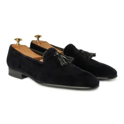 Viola Milano - Milanese Velvet Loafers - Midnight Navy - Handmade in Italy - Luxury Exclusive Collection - Avvenice