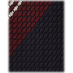 Viola Milano - Mix Stripe 3-Fold Grenadine Tie - Navy/Wine Mix - Handmade in Italy - Luxury Exclusive Collection - Avvenice