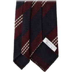 Viola Milano - Mix Stripe 3-Fold Grenadine Tie - Navy/Wine Mix - Handmade in Italy - Luxury Exclusive Collection - Avvenice