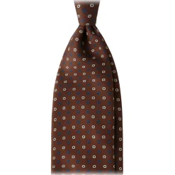 Viola Milano - Mixed Floral 3-Fold Handprinted Selftipped Silk Tie - Brown - Handmade in Italy - Luxury Exclusive Collection - Avvenice
