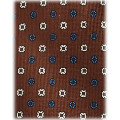Viola Milano - Mixed Floral 3-Fold Handprinted Selftipped Silk Tie - Brown - Handmade in Italy - Luxury Exclusive Collection - Avvenice