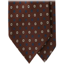Viola Milano - Mixed Floral 3-Fold Handprinted Selftipped Silk Tie - Brown - Handmade in Italy - Luxury Exclusive Collection - Avvenice