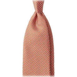 Viola Milano - Mosaic Pattern Selftipped Silk Tie - Orange - Handmade in Italy - Luxury Exclusive Collection - Avvenice