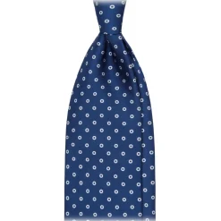 Viola Milano - Multi Circle Selftipped Silk Tie - Navy Blue - Handmade in Italy - Luxury Exclusive Collection - Avvenice