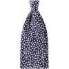 Viola Milano - Multi Dot 3-Fold Handprinted Untipped Silk Tie - Navy/White - Handmade in Italy - Luxury Exclusive Collection - Avvenice