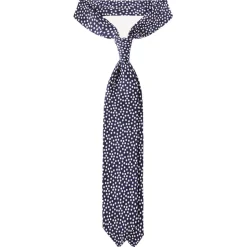Viola Milano - Multi Dot 3-Fold Handprinted Untipped Silk Tie - Navy/White - Handmade in Italy - Luxury Exclusive Collection - Avvenice