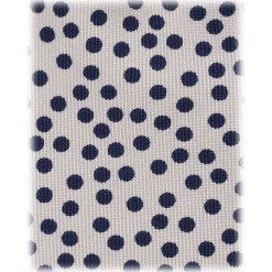 Viola Milano - Multi Dot 3-Fold Handprinted Untipped Silk Tie - White/Navy - Handmade in Italy - Luxury Exclusive Collection - Avvenice