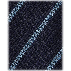 Viola Milano - Multi Stripe Woven Grenadine/Shantung Tie - Navy/Sea - Handmade in Italy - Luxury Exclusive Collection - Avvenice