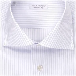 Viola Milano - Multi Stripe Collar Cutaway-Collar Shirt - Navy Mix - Handmade in Italy - Luxury Exclusive Collection - Avvenice