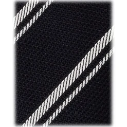 Viola Milano - Multi Stripe 3-Fold Grenadine Tie - Navy/White - Handmade in Italy - Luxury Exclusive Collection - Avvenice