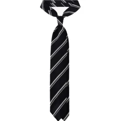 Viola Milano - Multi Stripe 3-Fold Grenadine Tie - Navy/White - Handmade in Italy - Luxury Exclusive Collection - Avvenice