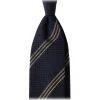 Viola Milano - Multi Stripe 3-Fold Grenadine Tie - Navy/Taupe - Handmade in Italy - Luxury Exclusive Collection - Avvenice