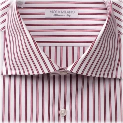 Viola Milano - Multi Stripe Shirt - Red - Handmade in Italy - Luxury Exclusive Collection - Avvenice