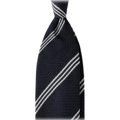 Viola Milano - Multi Stripe 3-Fold Grenadine Tie - Navy/White - Handmade in Italy - Luxury Exclusive Collection - Avvenice